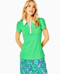 Lilly Pulitzer Frida Luxletic Puff Sleeve Polo Top - Size Large